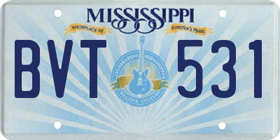 MS license plate BVT531