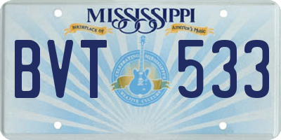 MS license plate BVT533