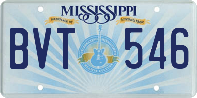 MS license plate BVT546