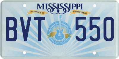 MS license plate BVT550