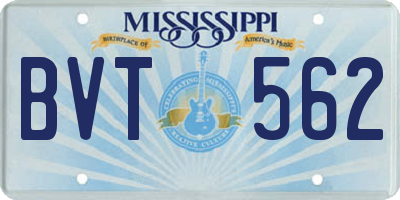 MS license plate BVT562