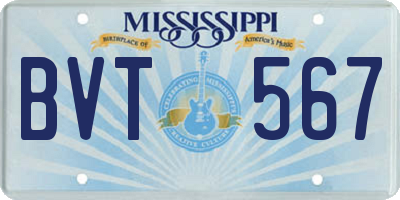 MS license plate BVT567