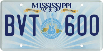 MS license plate BVT600