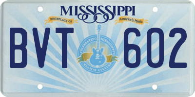 MS license plate BVT602