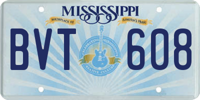 MS license plate BVT608