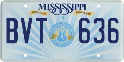 MS license plate BVT636