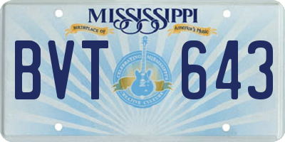 MS license plate BVT643