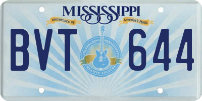 MS license plate BVT644