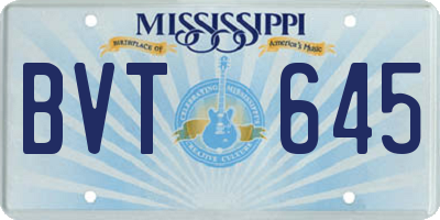 MS license plate BVT645