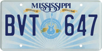 MS license plate BVT647