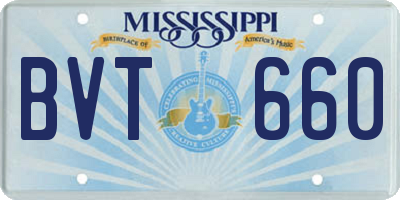 MS license plate BVT660
