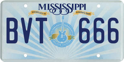 MS license plate BVT666