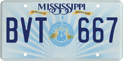 MS license plate BVT667