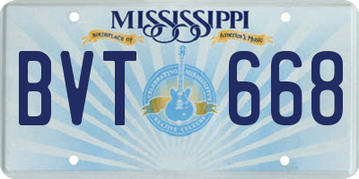 MS license plate BVT668