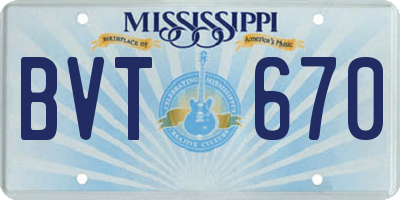 MS license plate BVT670