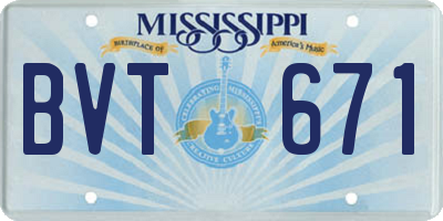 MS license plate BVT671
