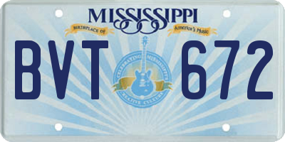 MS license plate BVT672