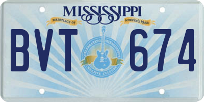 MS license plate BVT674