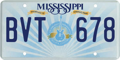 MS license plate BVT678