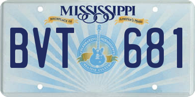 MS license plate BVT681