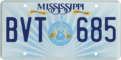 MS license plate BVT685