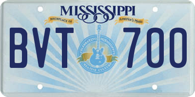 MS license plate BVT700