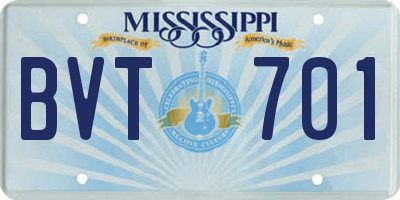 MS license plate BVT701