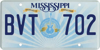 MS license plate BVT702
