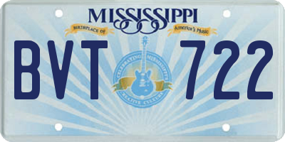 MS license plate BVT722