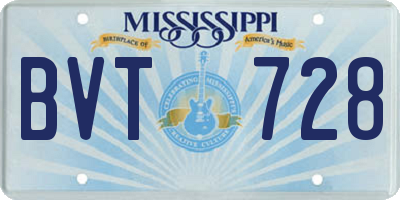 MS license plate BVT728