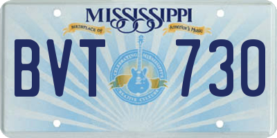 MS license plate BVT730