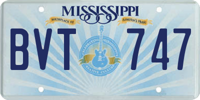 MS license plate BVT747