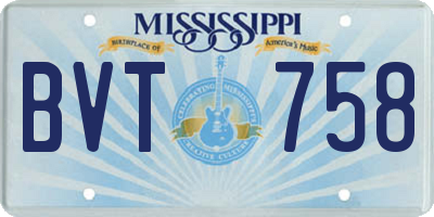 MS license plate BVT758