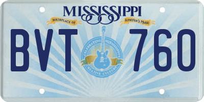 MS license plate BVT760