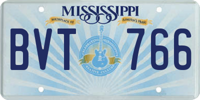 MS license plate BVT766
