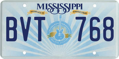 MS license plate BVT768