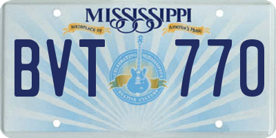 MS license plate BVT770