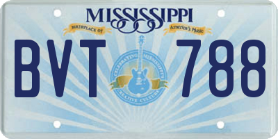 MS license plate BVT788