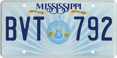 MS license plate BVT792
