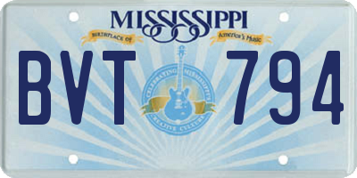 MS license plate BVT794