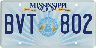 MS license plate BVT802