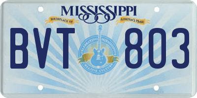 MS license plate BVT803