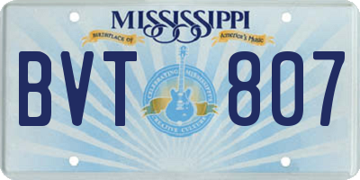 MS license plate BVT807