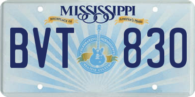 MS license plate BVT830