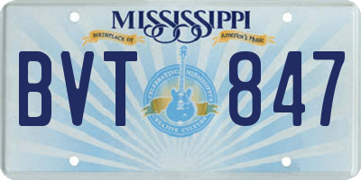 MS license plate BVT847