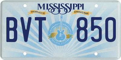 MS license plate BVT850