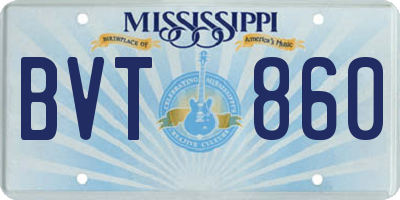 MS license plate BVT860