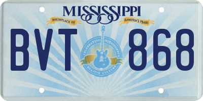 MS license plate BVT868