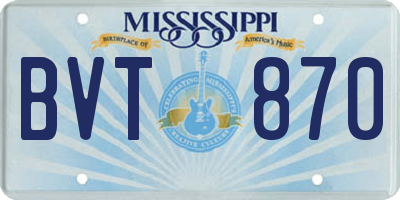 MS license plate BVT870
