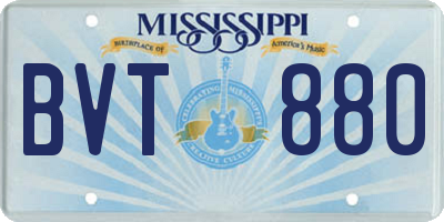 MS license plate BVT880